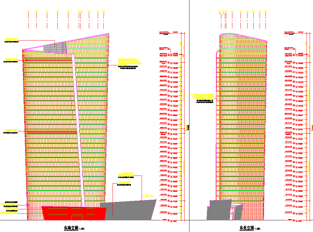 166米超高层办公楼建筑扩初设计cad图（含效果图）