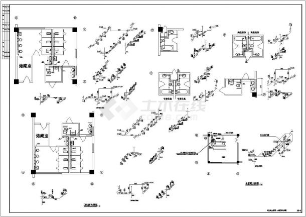 中医院六层门诊楼给排水cad施工设计图-图二