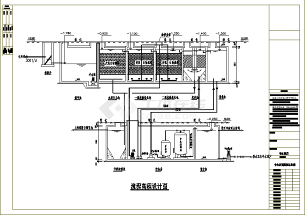 精品小区300T污水处理回用施工设计图-图二