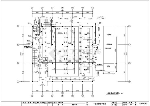 4层楼给排水及消防系统设计CAD布置方案图（歌舞厅、宾馆、浴室）-图一