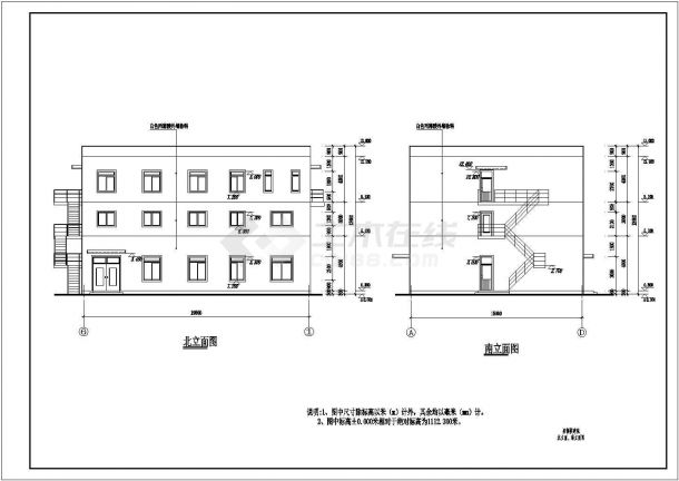 某三层框架结构电气控制楼建筑结构全套图纸-图二