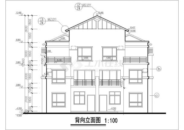 三层独栋别墅建筑施工图纸含平立面图-图二