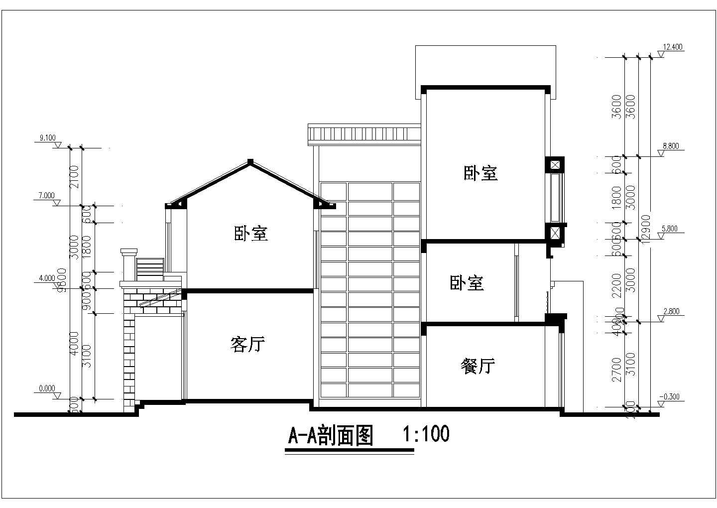 三层独栋别墅建筑施工图纸含平立面图