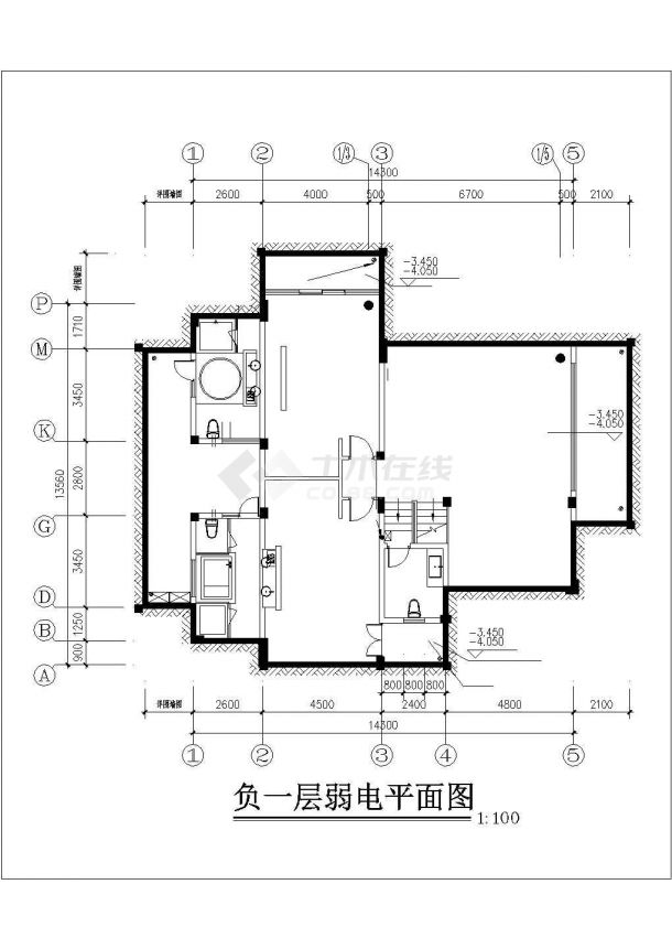 [海南]某单层别墅建筑C型住宅电气施工预埋图-图二