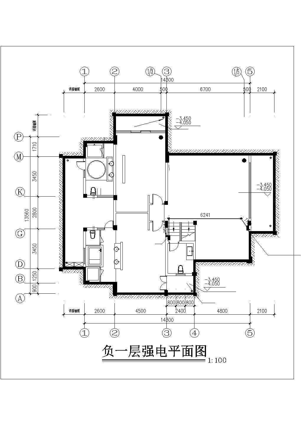 [海南]某单层别墅建筑C型住宅电气施工预埋图