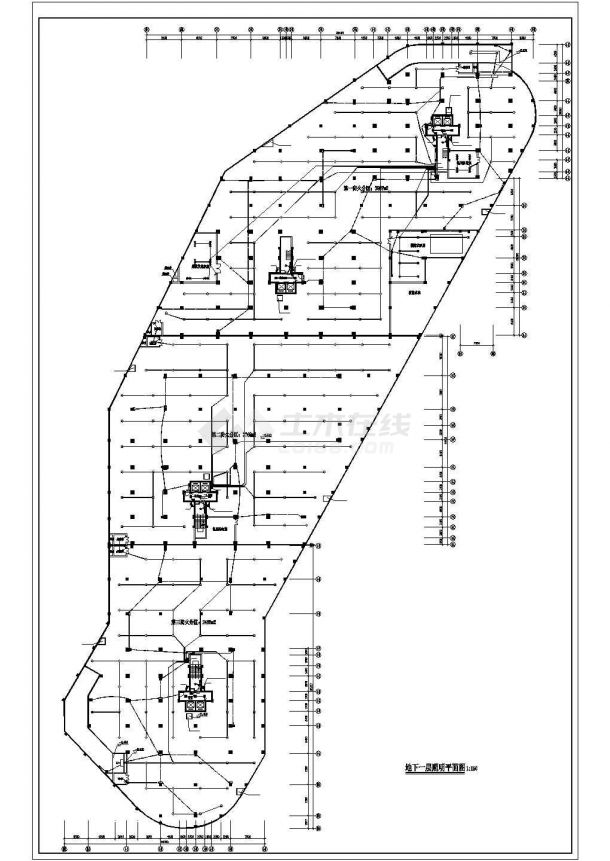 某某地上十八层商住楼电气施工图纸（地下一层）-图二