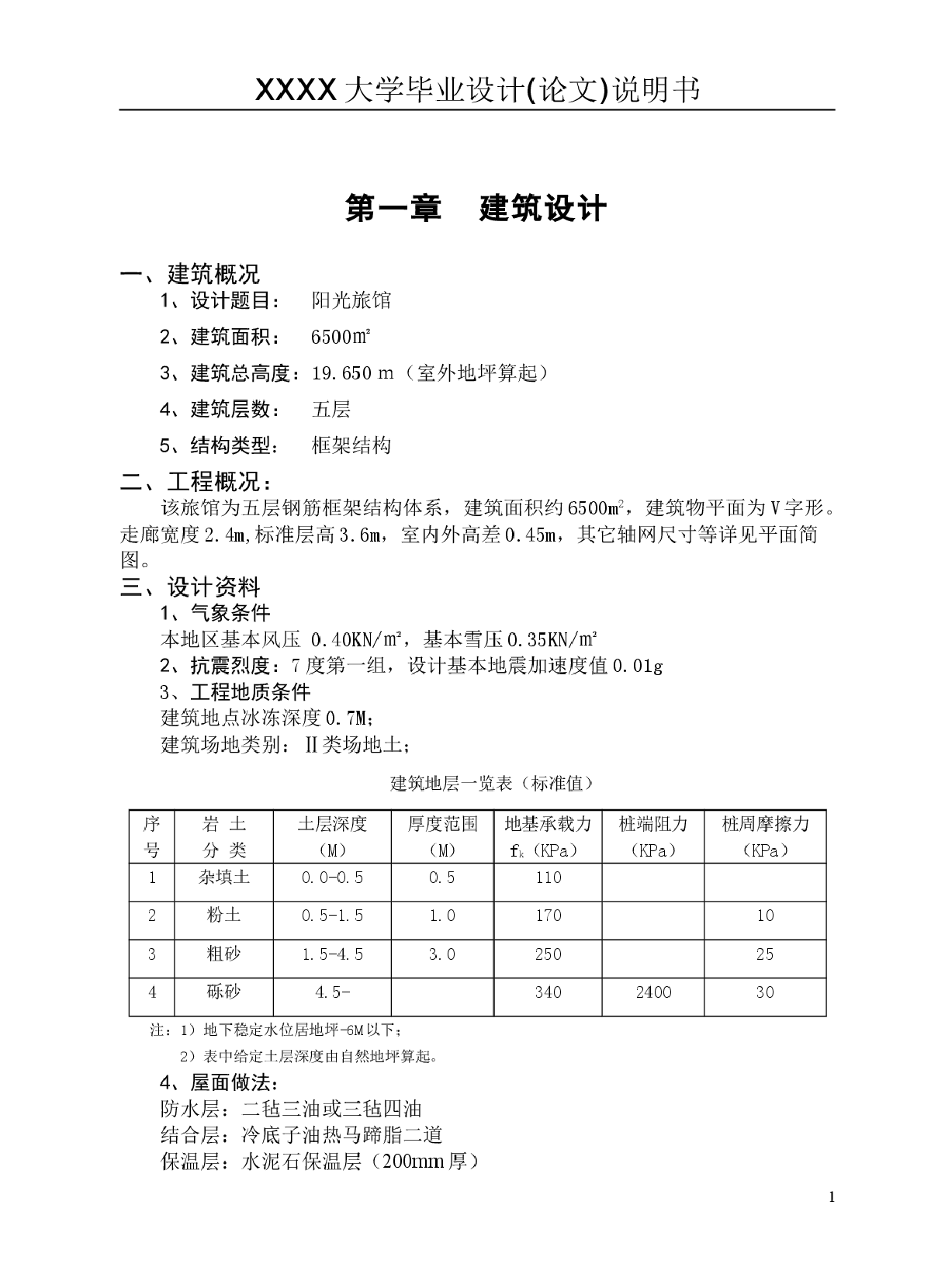 6500平五层旅馆毕业设计（结构计算书、工程量清单、施组、CAD图、施工进度表）-图一