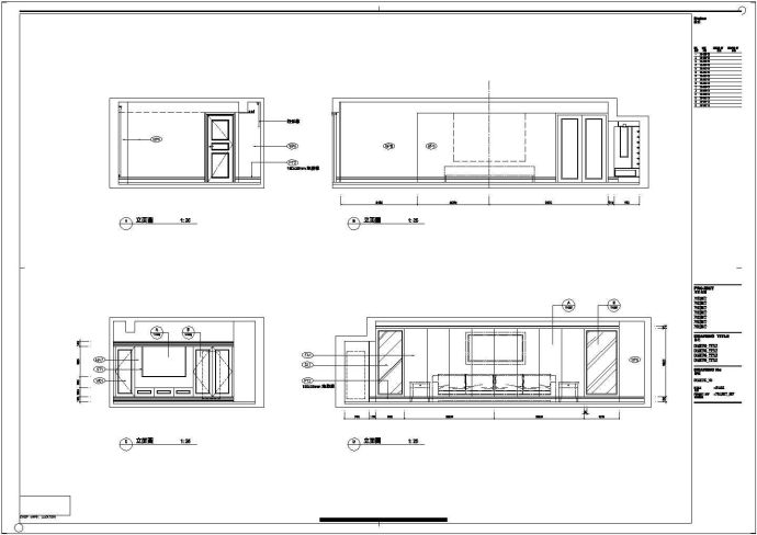 某精致样板房三层别墅室内装修设计CAD套图_图1