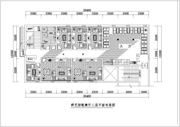 群艺馆KTV包房装修设计施工图纸-图二