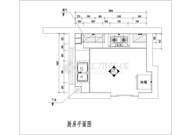 颇受欢迎的整体厨房设计方案cad图-图二