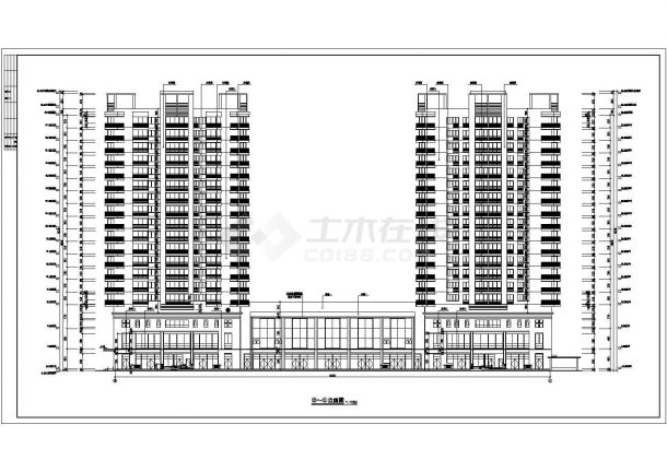 【西安】18层框剪结构现代高层商住楼建筑施工图-图一