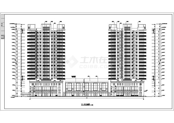 【西安】18层框剪结构现代高层商住楼建筑施工图-图二