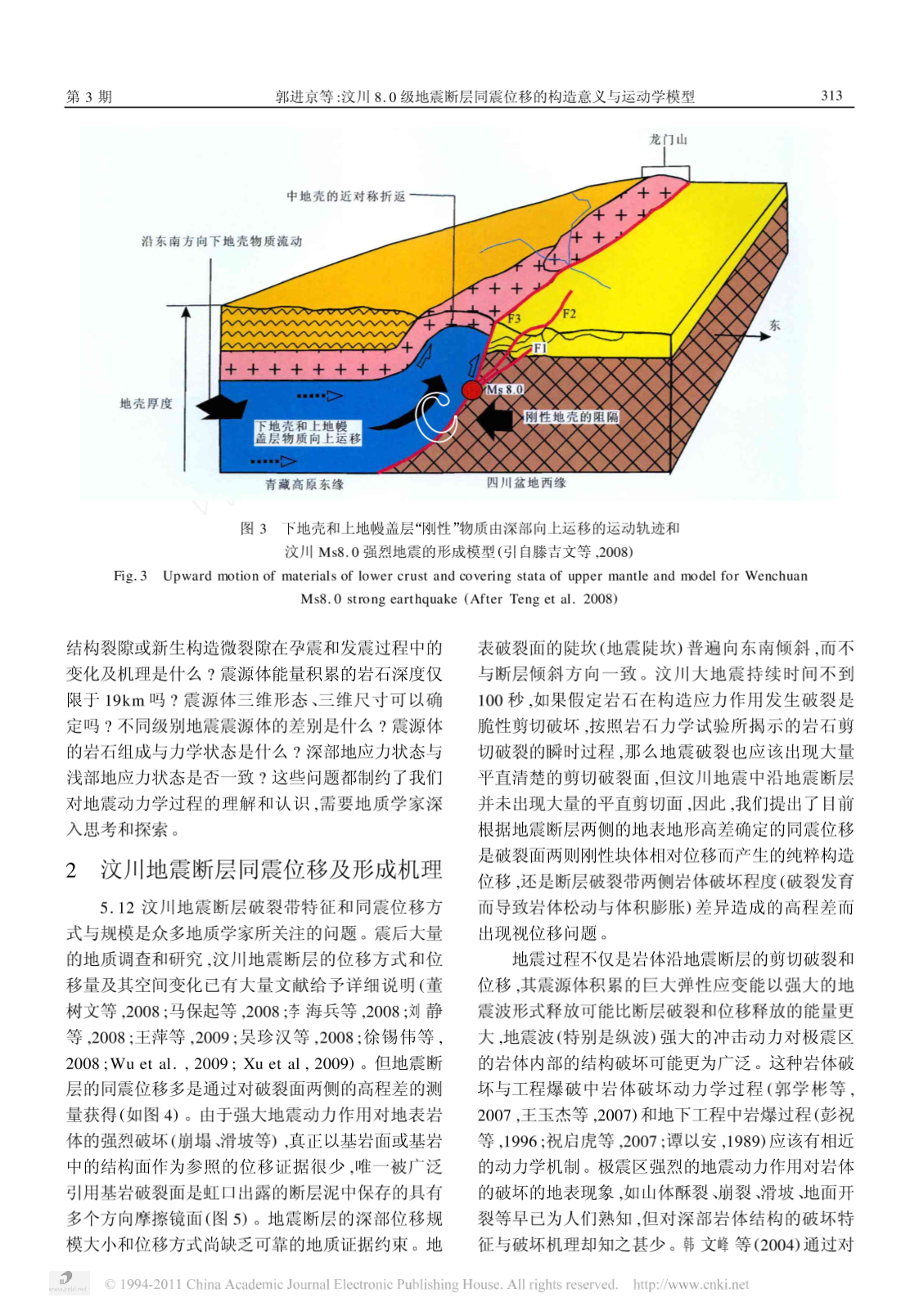 汶川8_0级地震断层同震位移的构造意义与运动学模型-图二