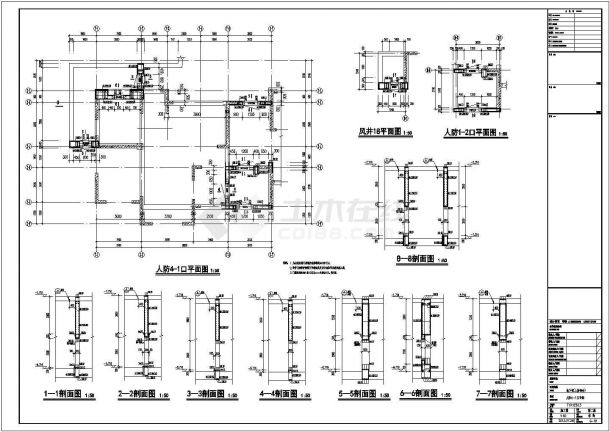 地下一层框架结构双层机械复式小汽车停车库建筑结构图-图一
