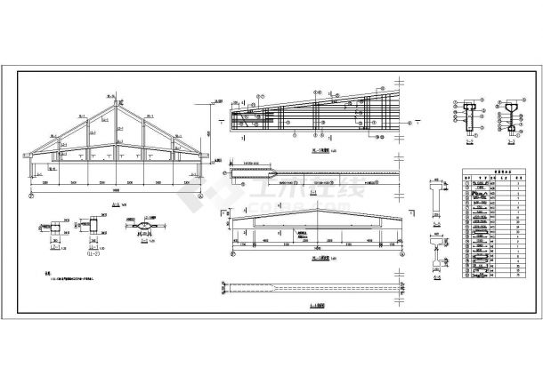 某三层框架结构条形基础宾馆结构设计施工图-图二