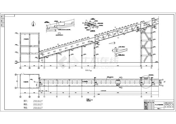 [山东]70米产品上仓带式输送机栈桥结构图-图一