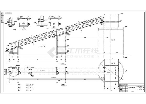 [山东]70米产品上仓带式输送机栈桥结构图-图二