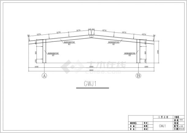 单层钢结构厂房屋顶气楼施工图（门式钢架，共2张图）-图一