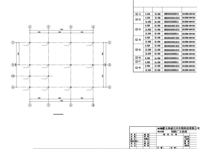 某地上五层框架结构饲料厂主车间建筑结构图纸_图1