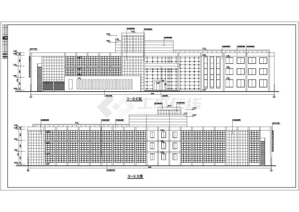 三层大型办公展馆建筑设计施工图（平屋顶）-图一