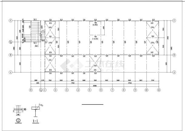 某10米跨两层门式刚架厂房结构设计图-图一