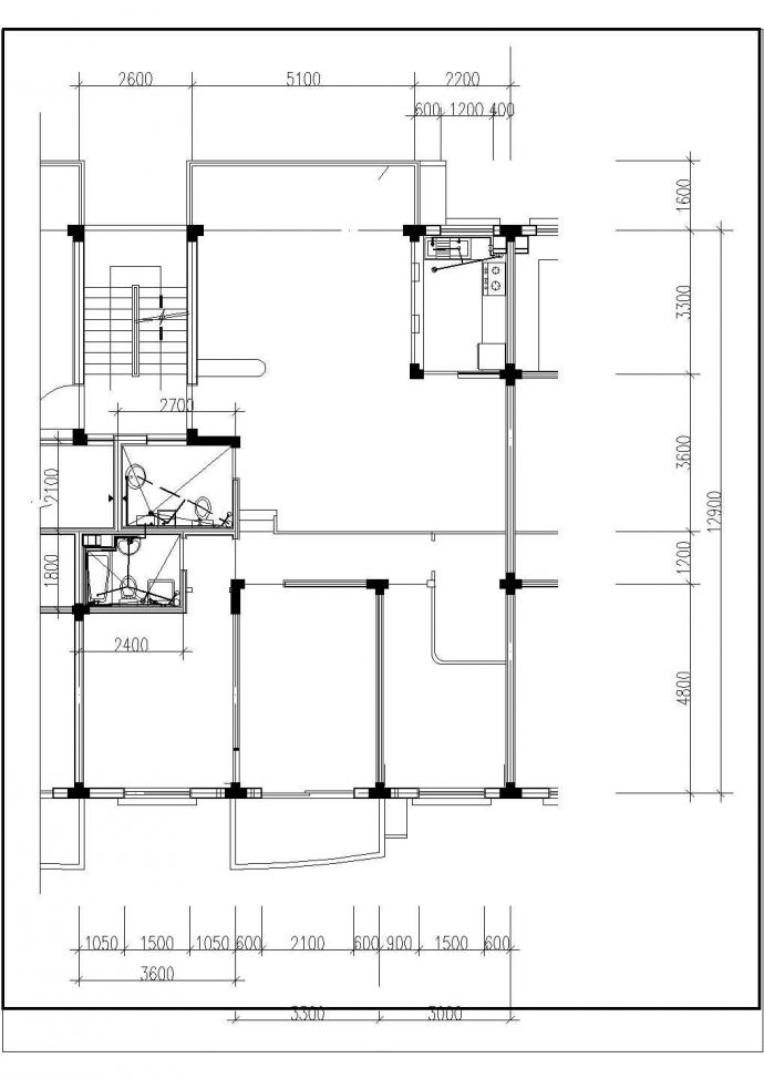经典小户型家居装修范例cad施工图（带素材图块）_图1