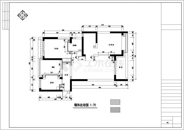 【杭州】北美风格两居室装修施工图（附带效果图）-图一