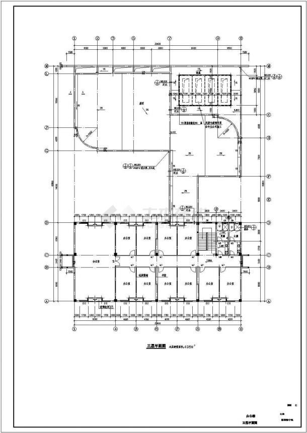 某地区三层办公楼建筑结构施工图（共8张图）-图二