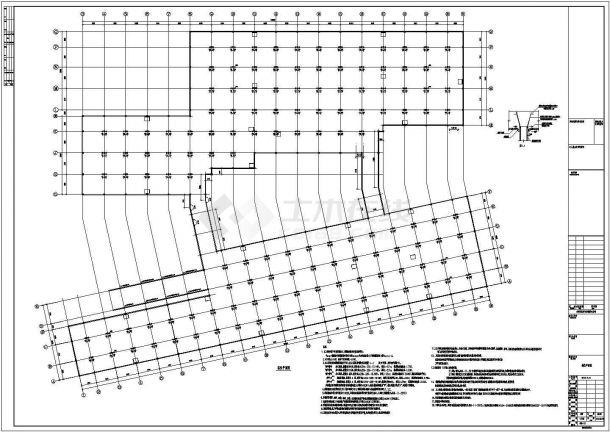 上海单层框架结构地下车库结构施工图（7度抗震）-图一