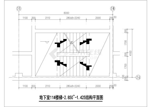 温州某单层框架剪力墙结构人防结构设计图-图二