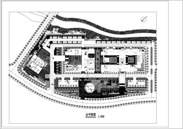 某地区行政办公楼景观绿化总平面图-图一