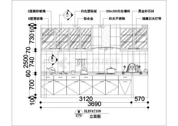 经典整套厨房装修cad设计图（大样立面图）-图一