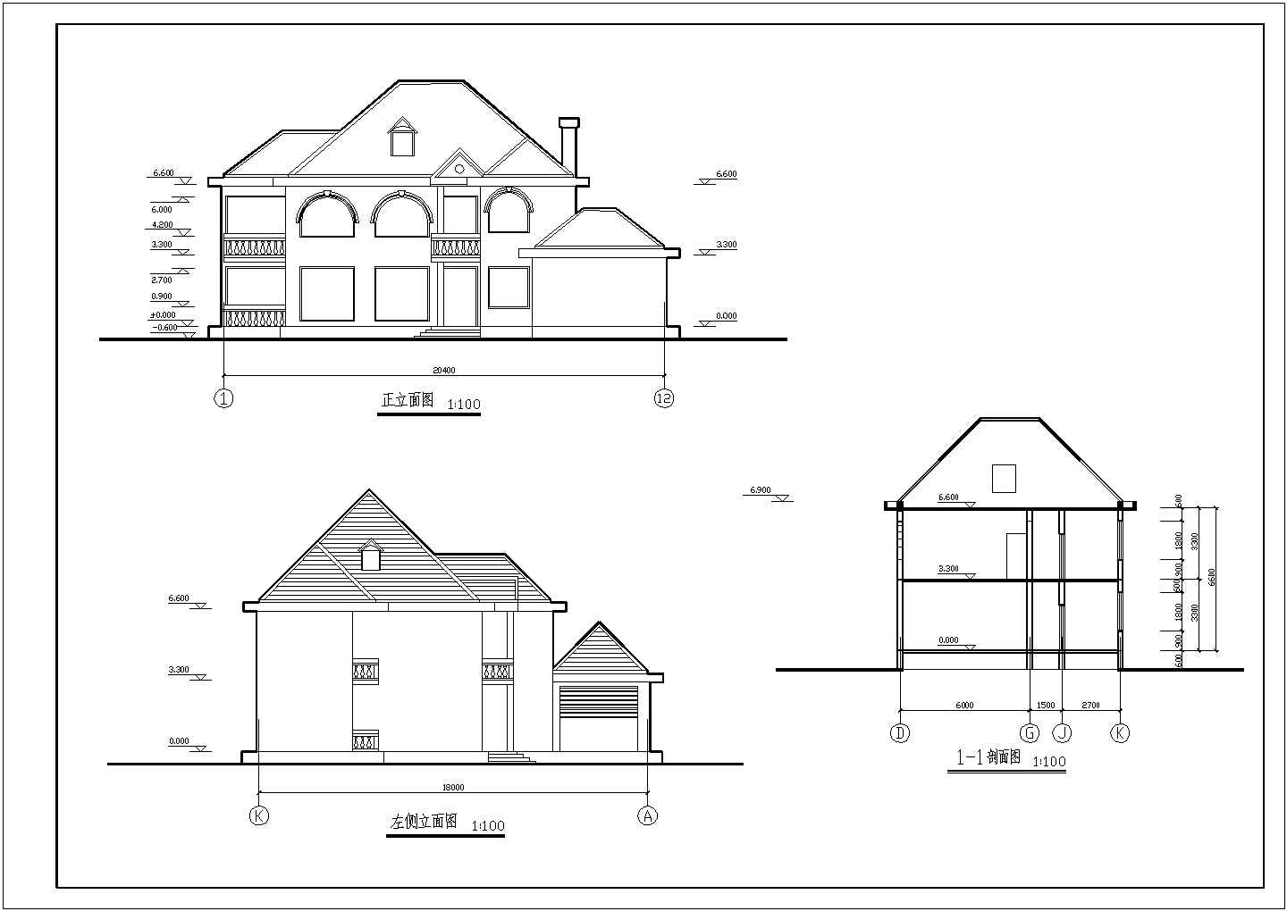 某二层框架结构别墅建筑结构施工图