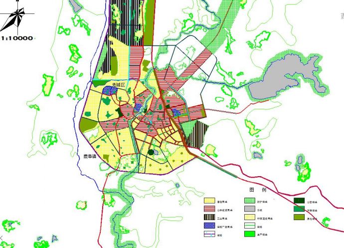 某地区石林县城绿地规划图（含图例）_图1