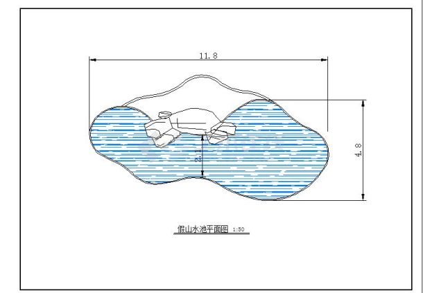 某地区小型施工假山平面A3景观设计图-图一