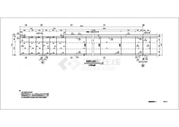 78米连续钢箱梁扁形钢墩人行天桥设计全套施工图-图二