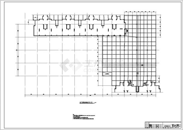 青岛某单层框架结构地下车库结构设计图-图一