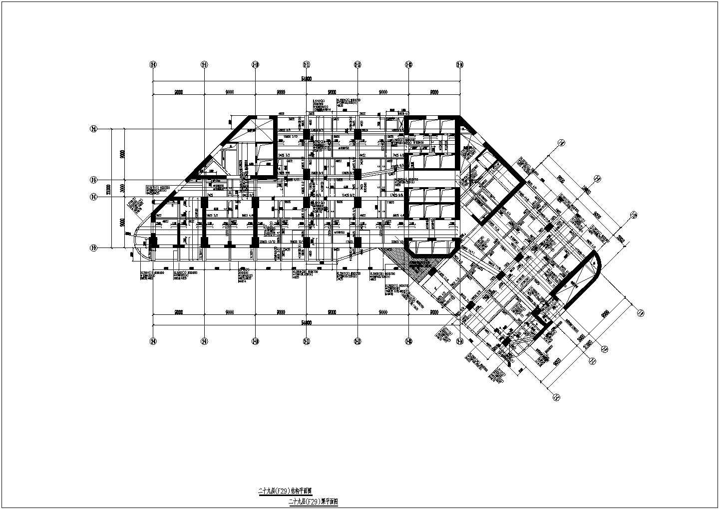 某超高层钢筋混凝土结构国际大厦部分结构设计图（56层）