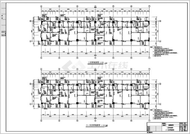 东莞某地上十二层框架结构宿舍楼结构设计图（桩基础）-图一
