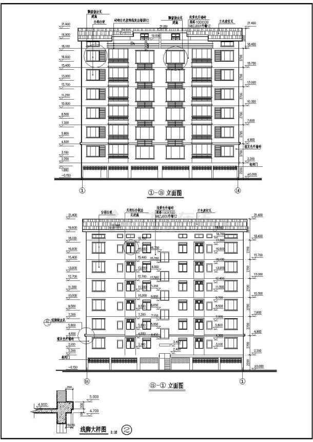 某小区七层砖混结构住宅（C栋）建筑结构设计施工图纸-图二