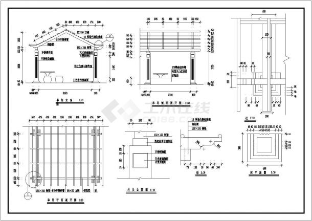 【苏州市】廊架结构设计施工图纸（含节点详图）-图一