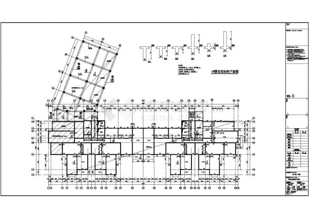 郑州某地上十八层剪力墙结构国际花园住宅结构图（含人防，车库）-图二