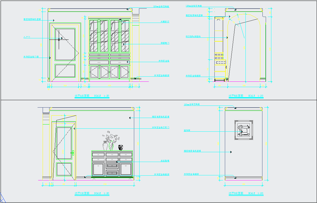 【浙江】现代风格两居室室内设计装修施工图（含效果图）