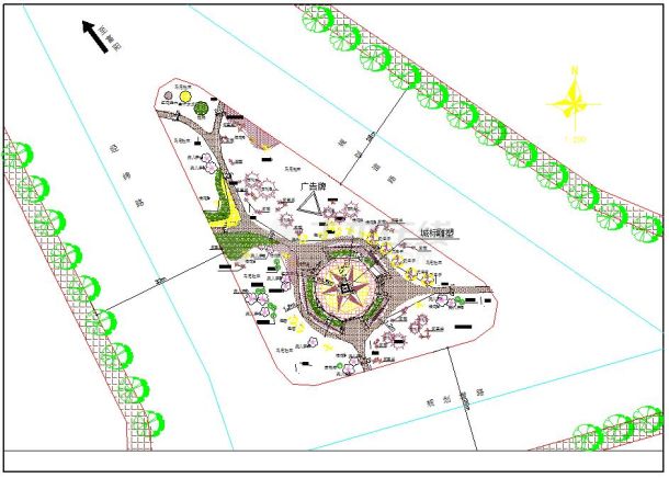 道路三角交叉口绿化带景观设计cad施工图（10张剖面大样）-图二