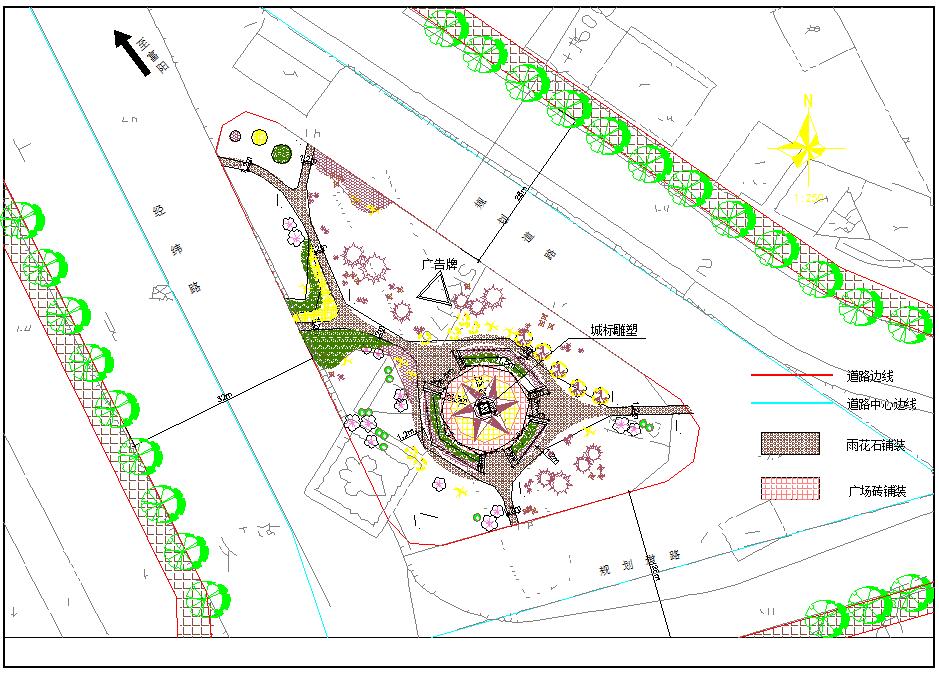 道路三角交叉口绿化带景观设计cad施工图（10张剖面大样）