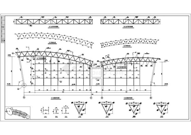 青岛市某大型会展中心桁架结构设计CAD布置图-图二