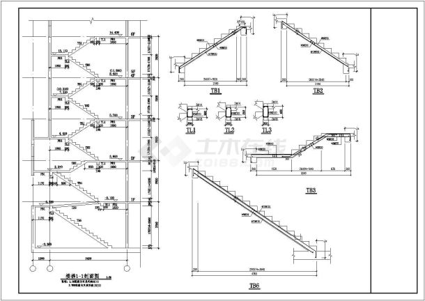 某地多层住宅楼梯结构整套配筋详图-图一