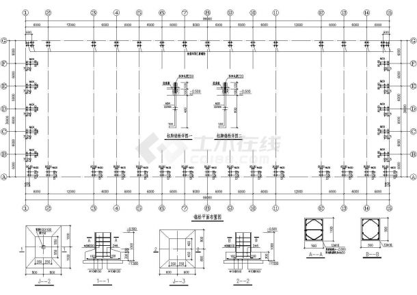 武汉某36米跨单层仓库结构设计图（独立基础）-图一