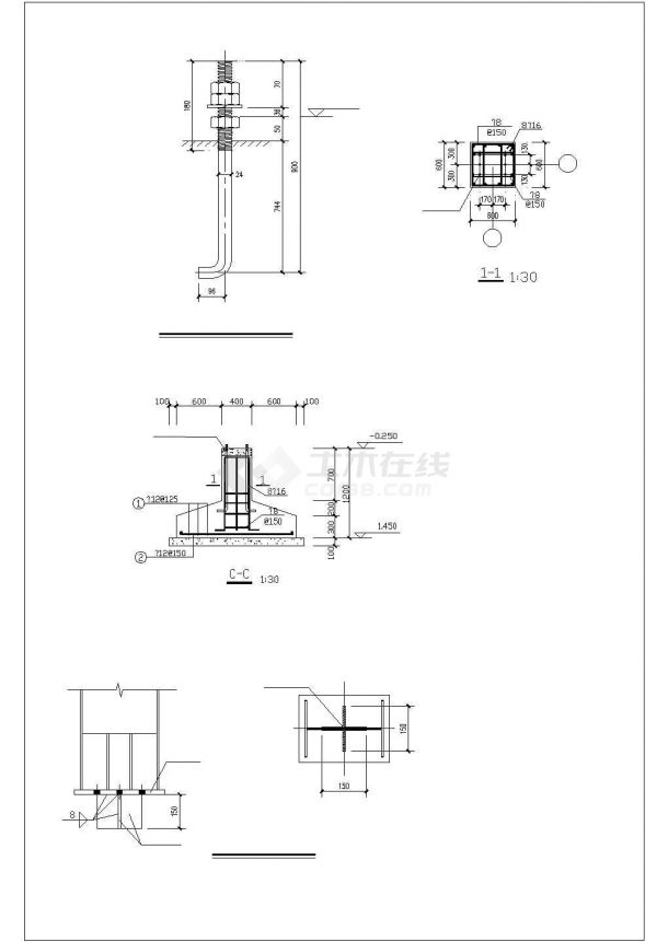 钢结构汽车棚结构施工图（独立基础，共3张）-图二