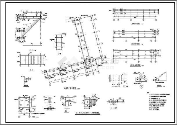 L型通廊钢混结构施工图（单层厂房，共2张图）-图二